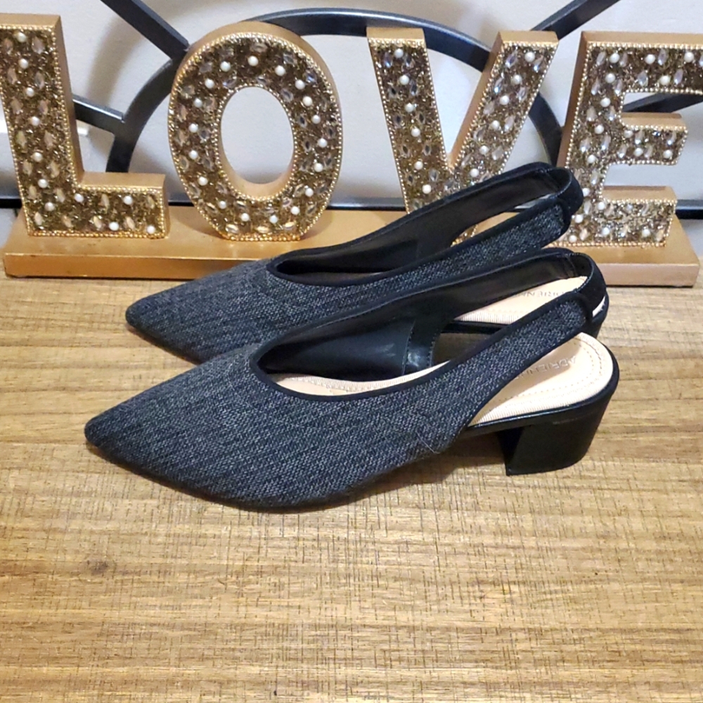 Adrienne Vittadini Gray Black Pointed Toe Gotham Pump Sz 8M - Picture 4 of 10